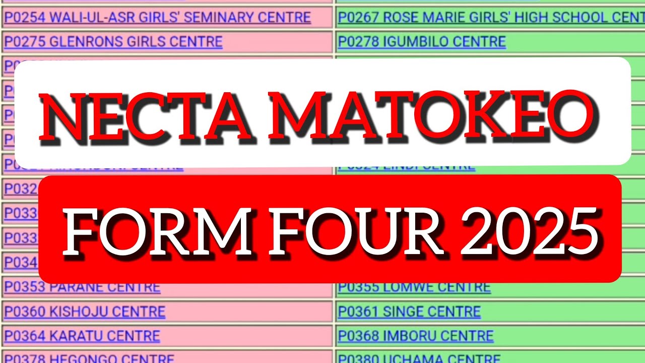 MATOKEO FORM FOUR NECTA 2025 || 