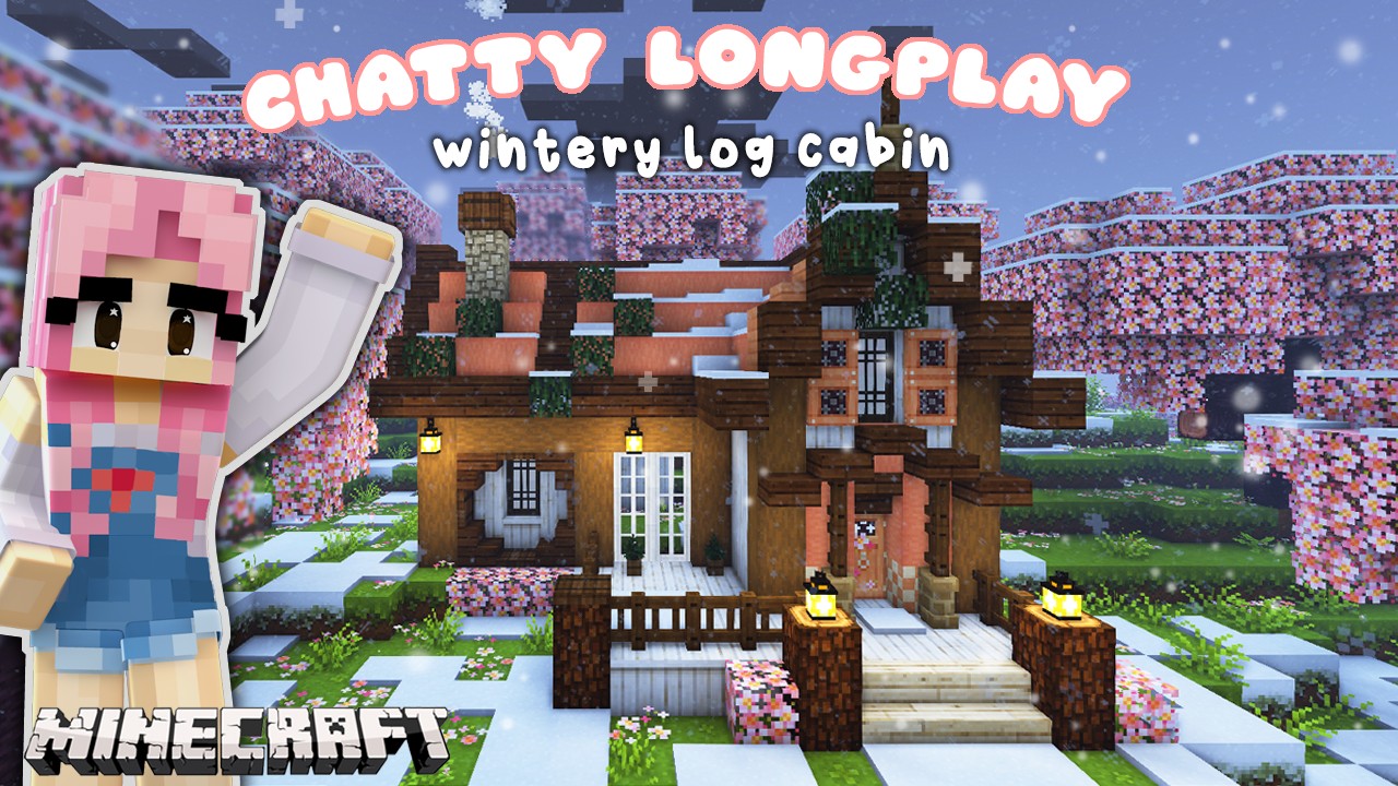 Relaxing Snowy Longplay ❄️🌸 Building a Cozy Minecraft Log Cabin (with Commentary)