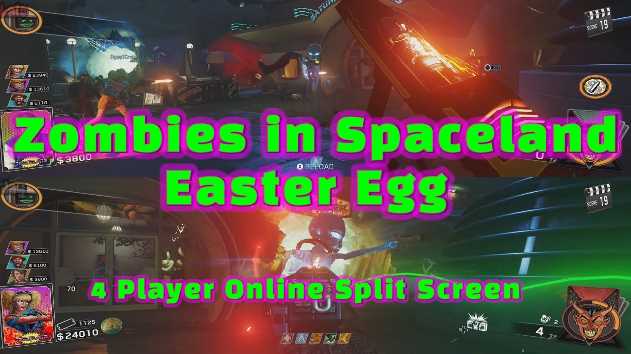 Infinite Warfare Zombies - Completing Spaceland Easter Egg in 4 Player Online Split Screen