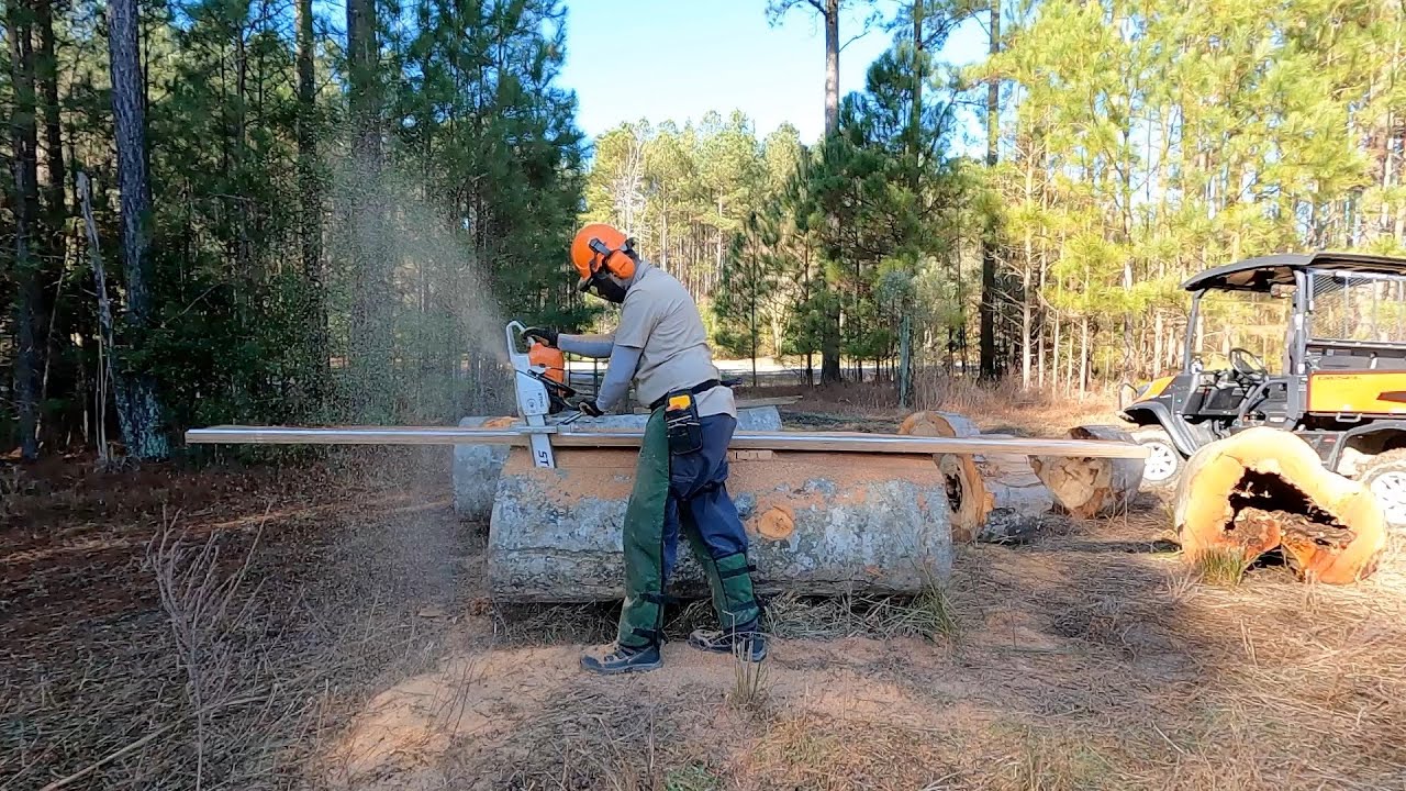 Milling the Big Beech Alaskan Style - Rustic Outdoor Bench, Part 2-1/2