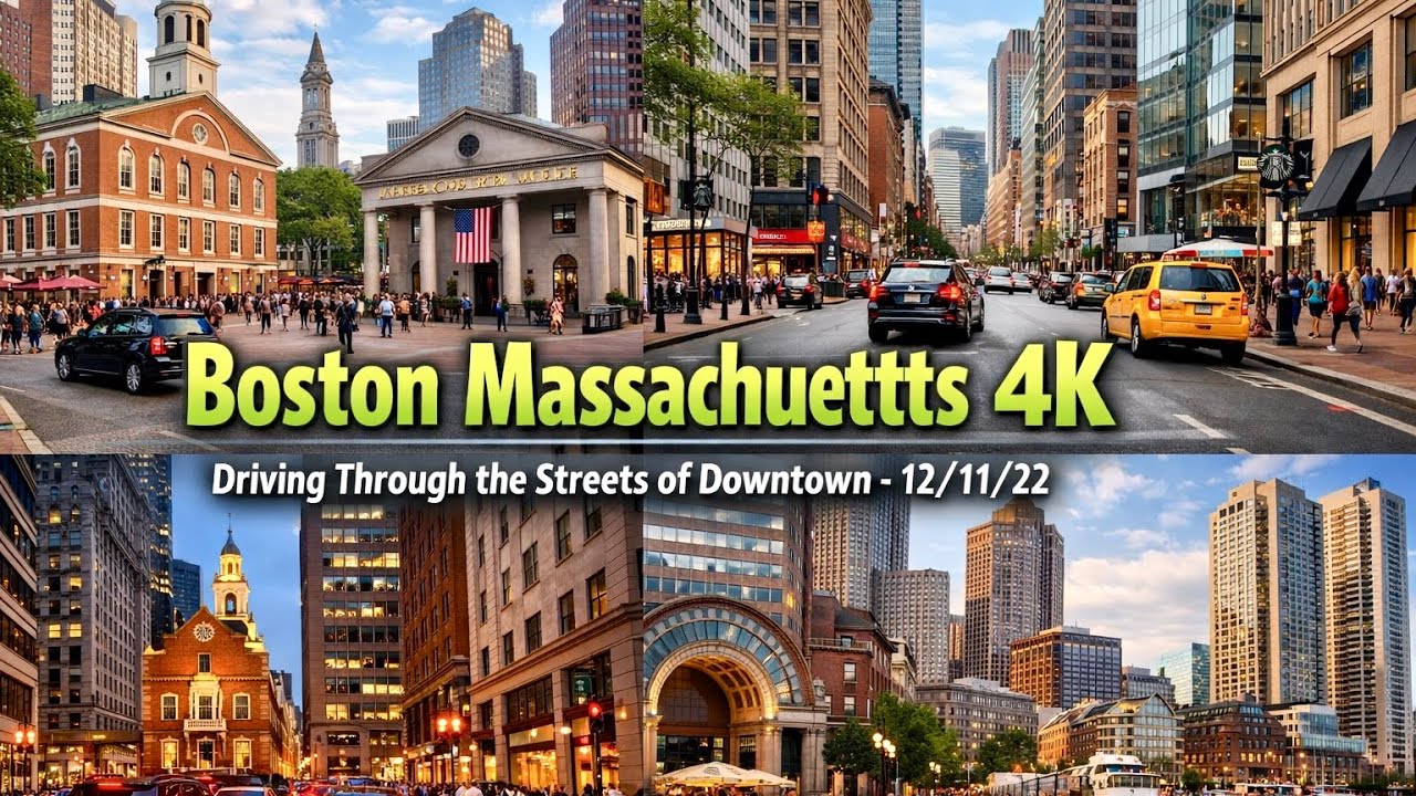 🚘 Boston Massachusetts 4K | Driving Through the Streets of Downtown - 12/11/22