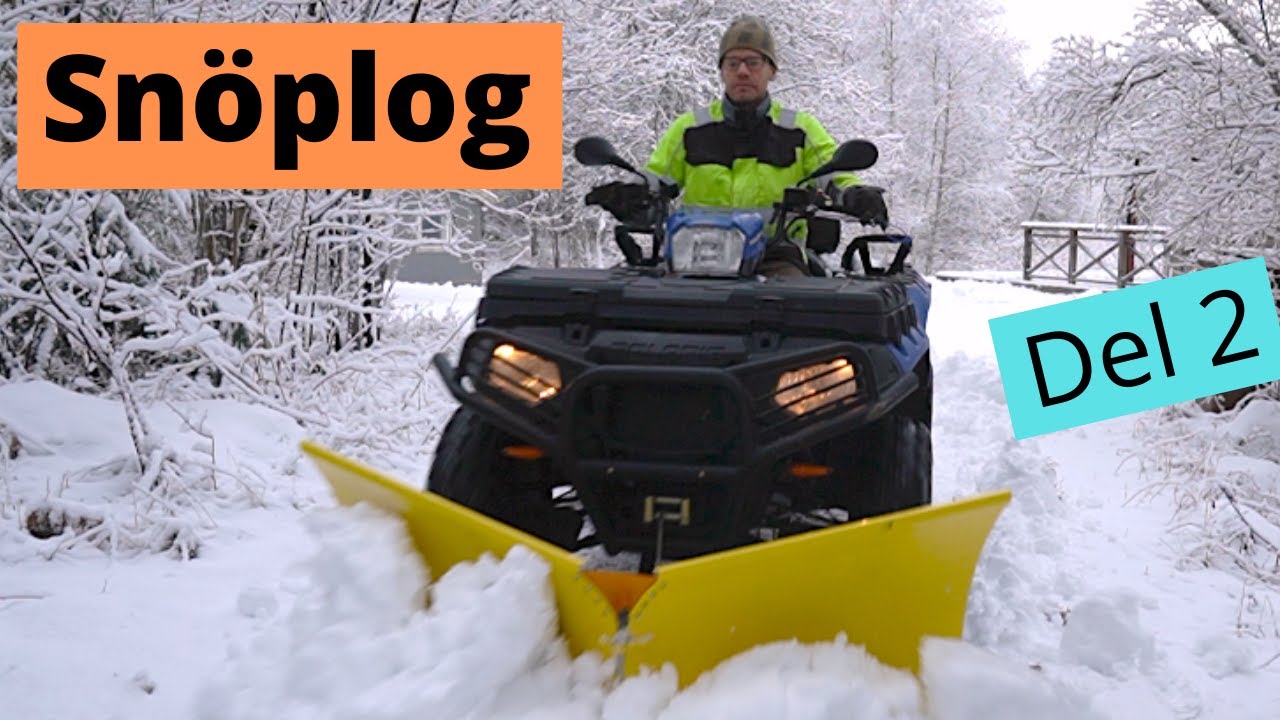 Ploga snö med fyrhjuling atv, vikplog. Del 2