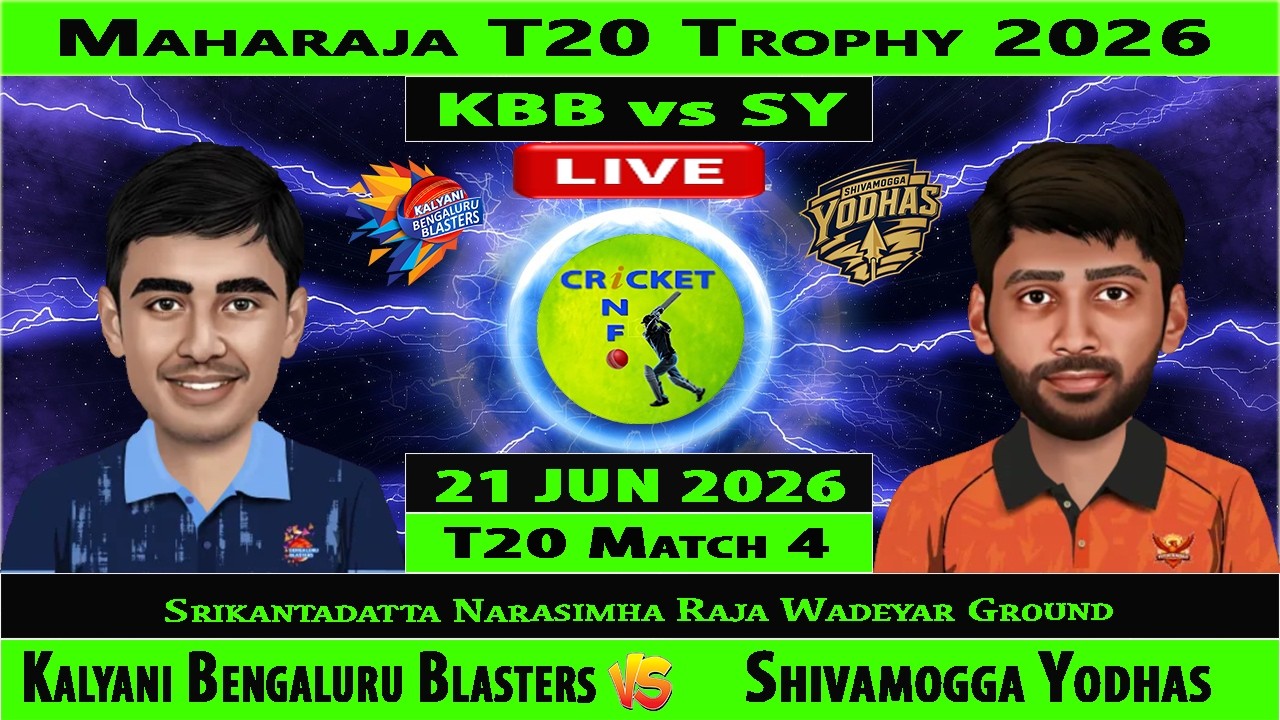 Kalayani Bengaluru Blasters vs Shivamogga Yodhas | KBB vs SY | 4th Match of Maharaja T20 Trophy 2026