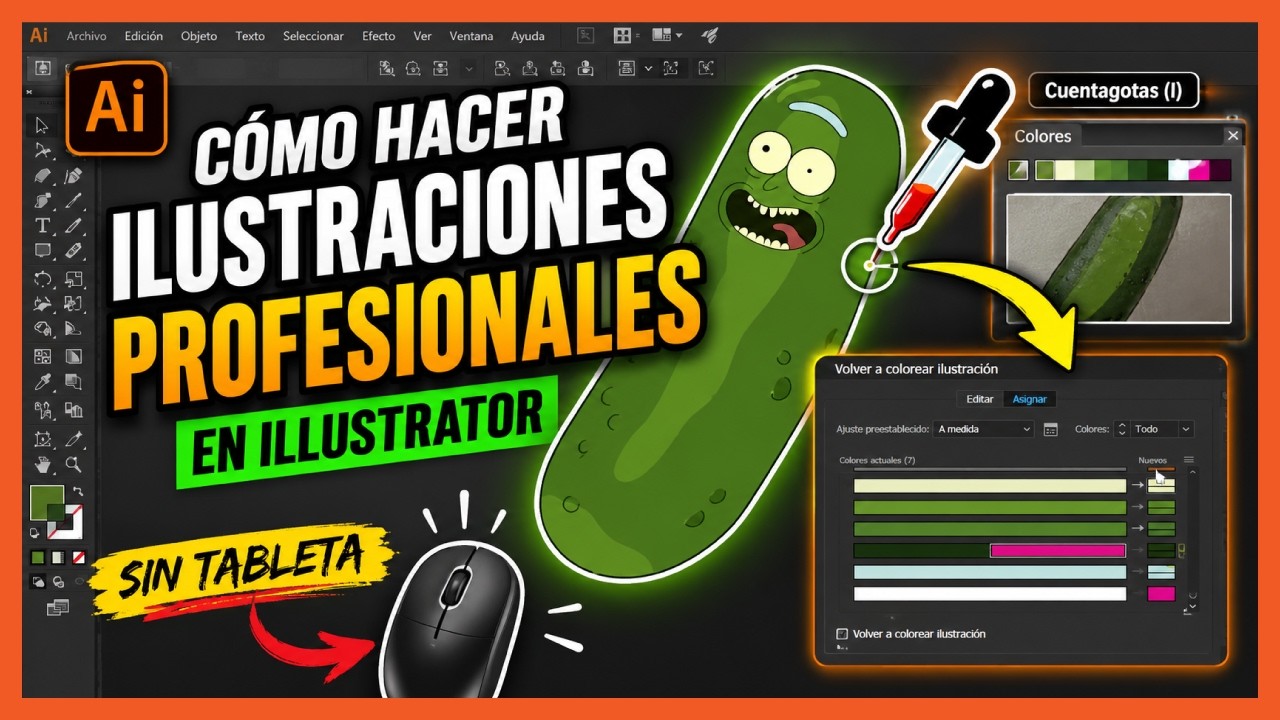 🎨Como PINTAR en ILLUSTRATOR con MOUSE | Parte ⓶