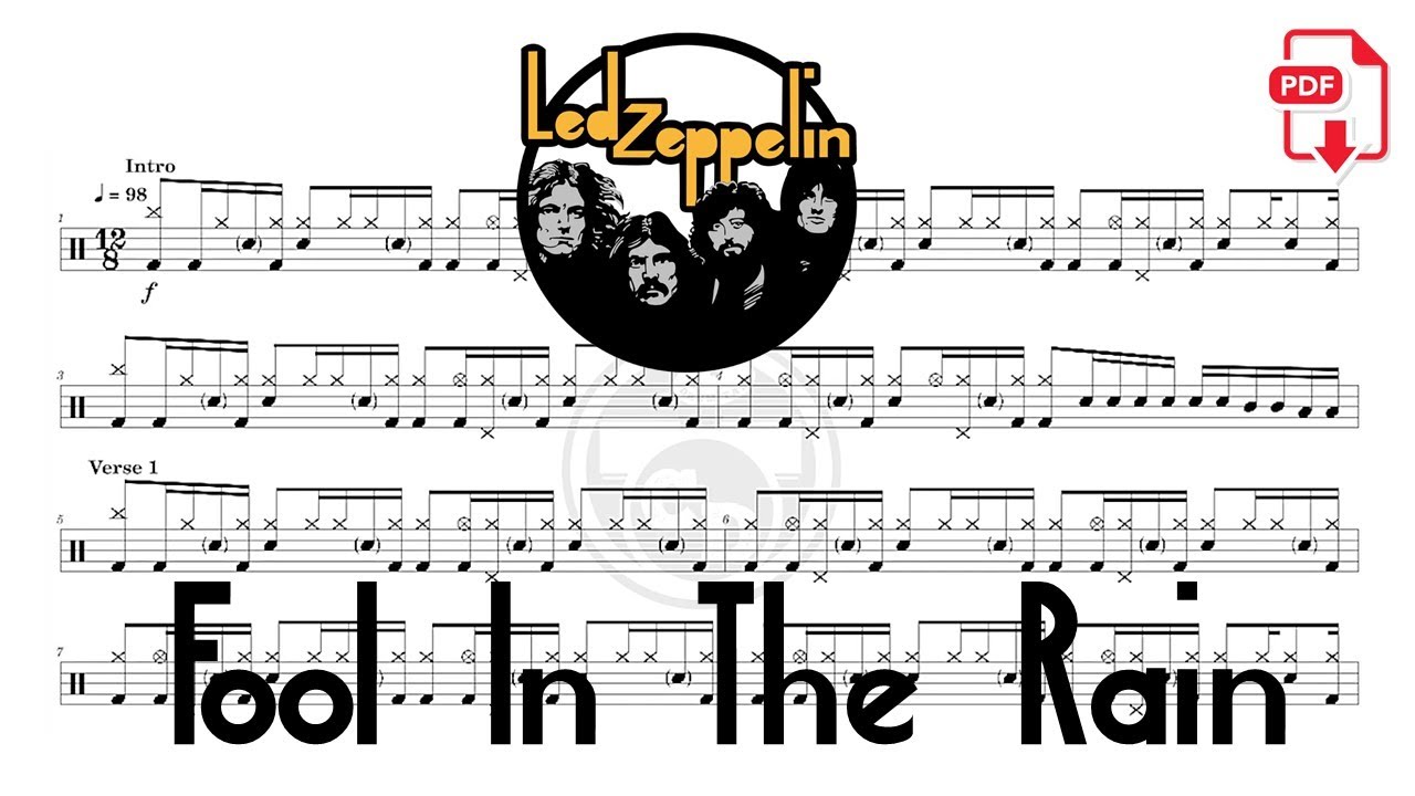 Led Zeppelin - Fool In The Rain (🔴Drum Notation | PDF) @chamisdrums