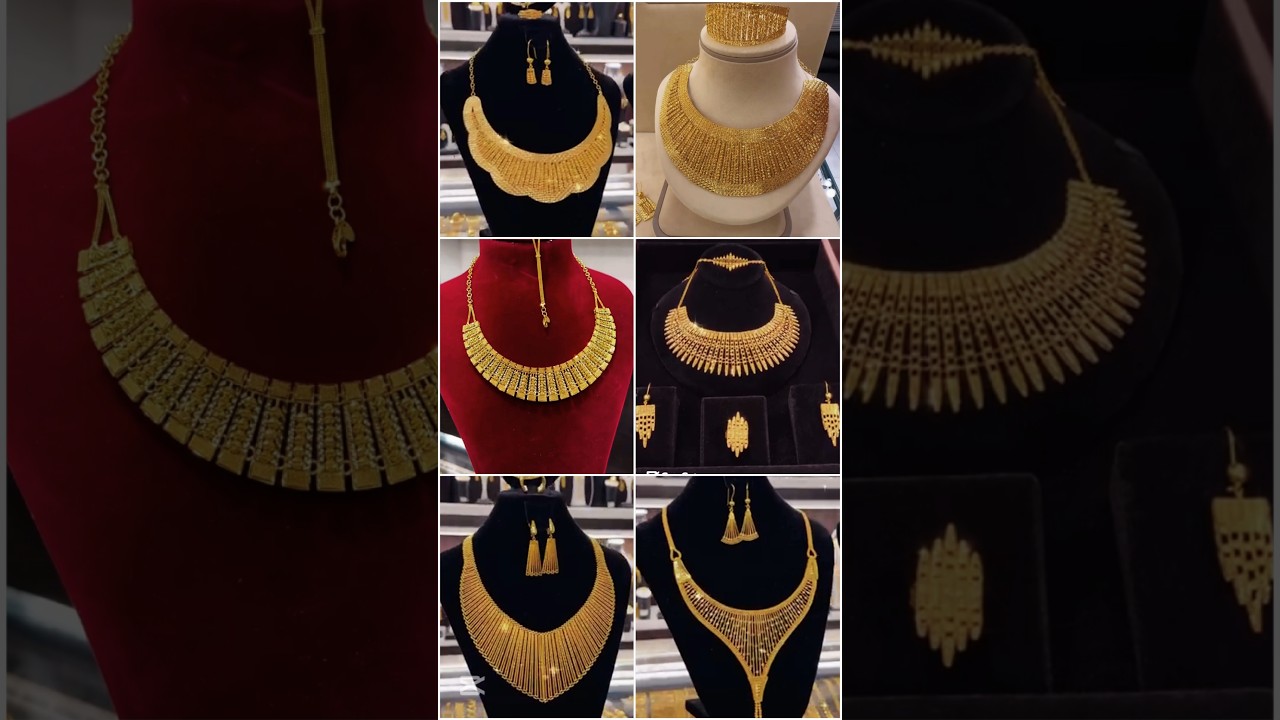 Bridal necklace set designs in Gold #necklace #goldnecklace #22kgoldjewelry #goldjewellery #shorts
