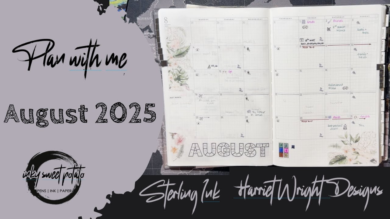 Plan with me 🖋️ August 2025 🖋️ Sterling Ink, Harriet Wright Designs