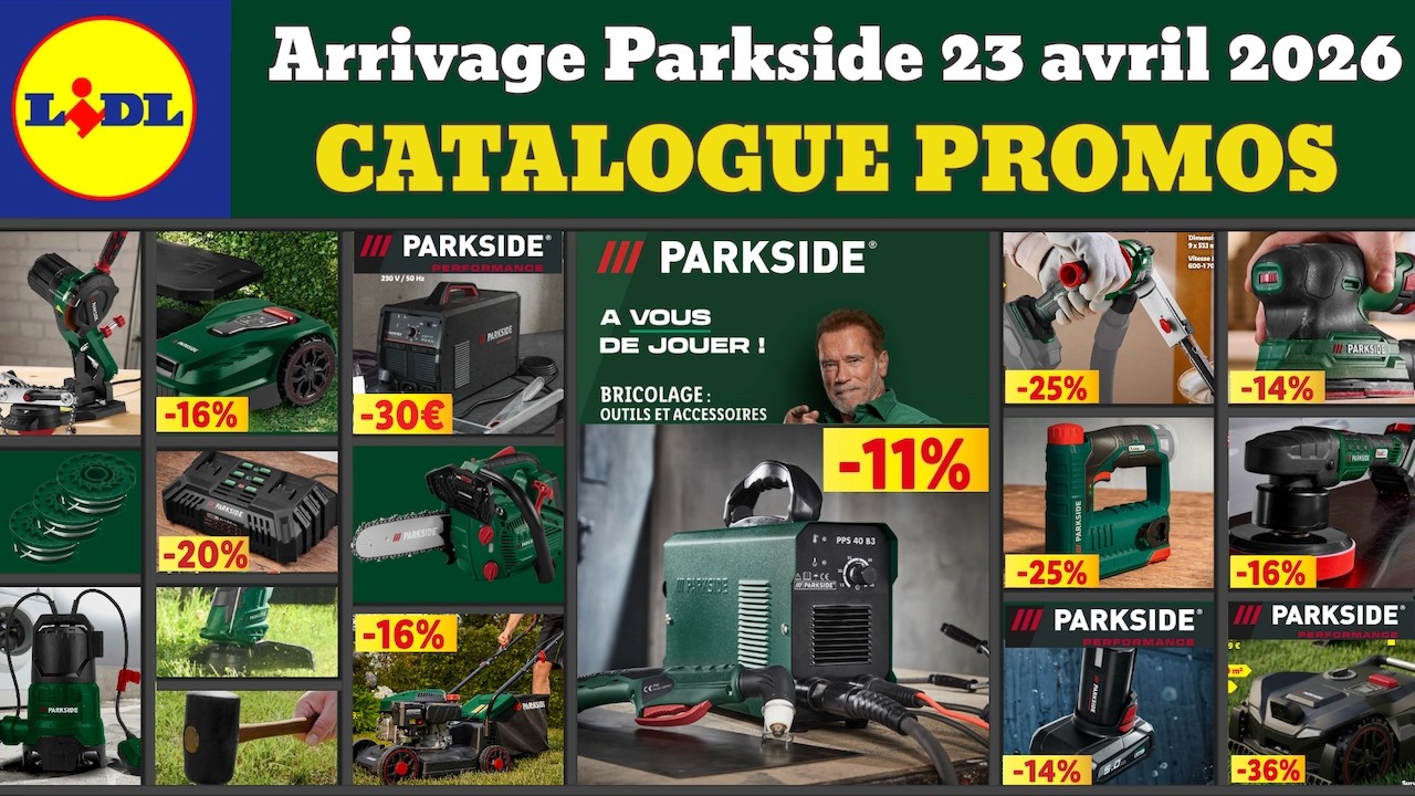 catalogue LIDL parkside du 23 avril 2026 ✅ Arrivage bricolage parkside 🔥 Promos deals Crivit pub
