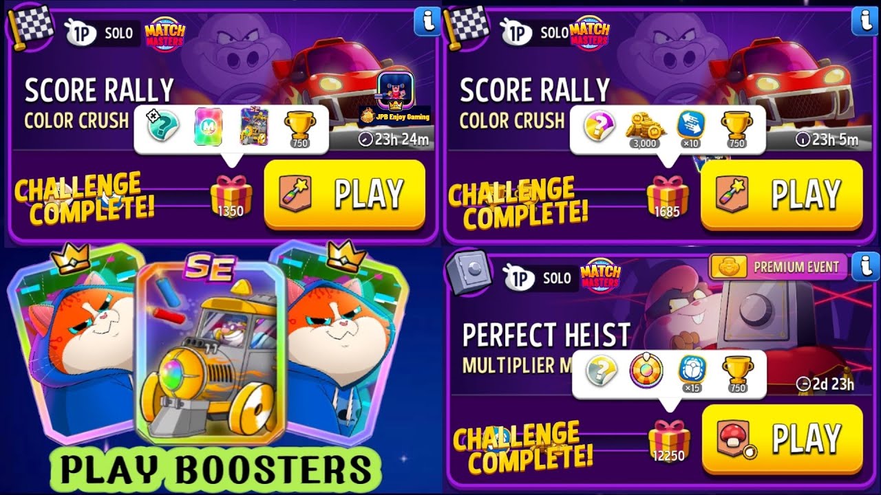 3 Solo/ Color Crush Solo Challenge Score Rally 1350 And 1685 Score/ Multiplier Mushrooms+Bombs Away