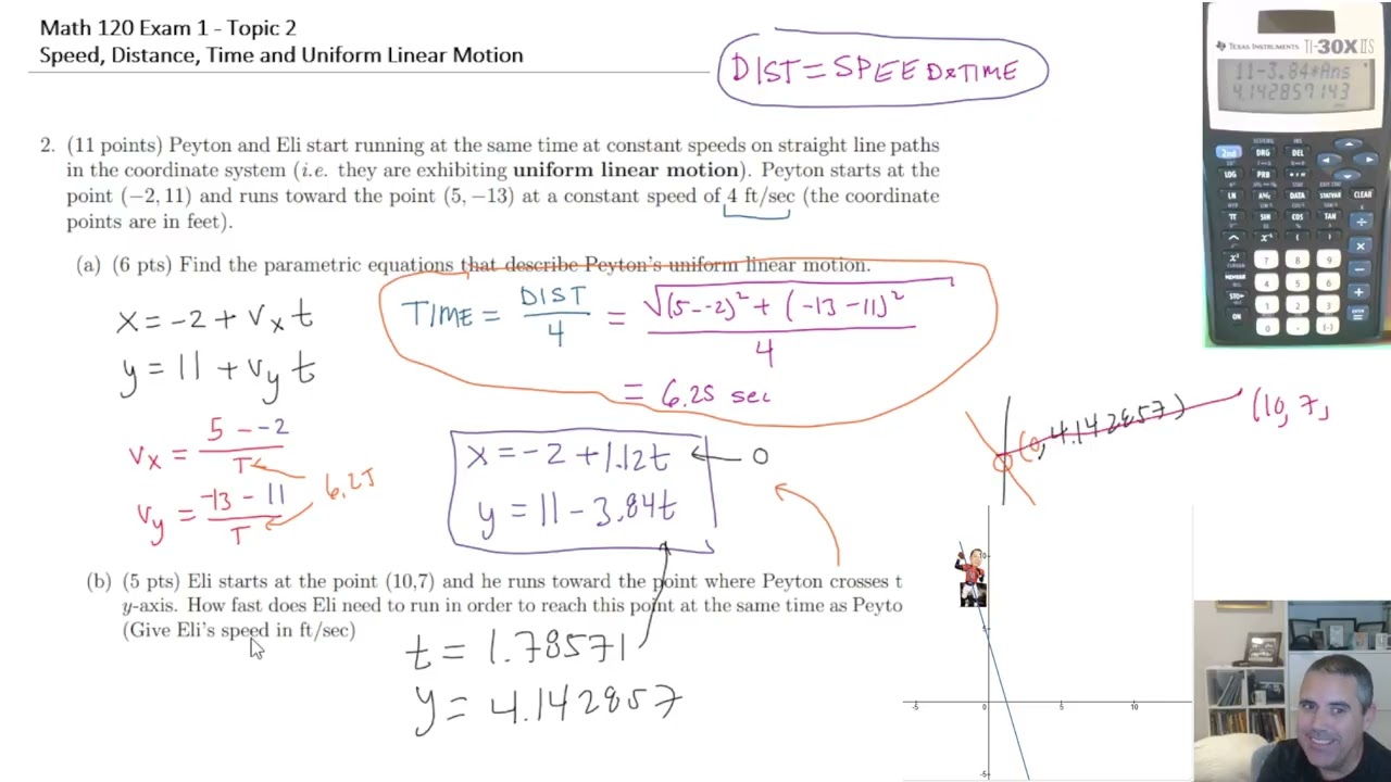 Обзор экзамена Precalc 1 — Тема 2 — Скорость, расстояние, время и равномерное линейное движение