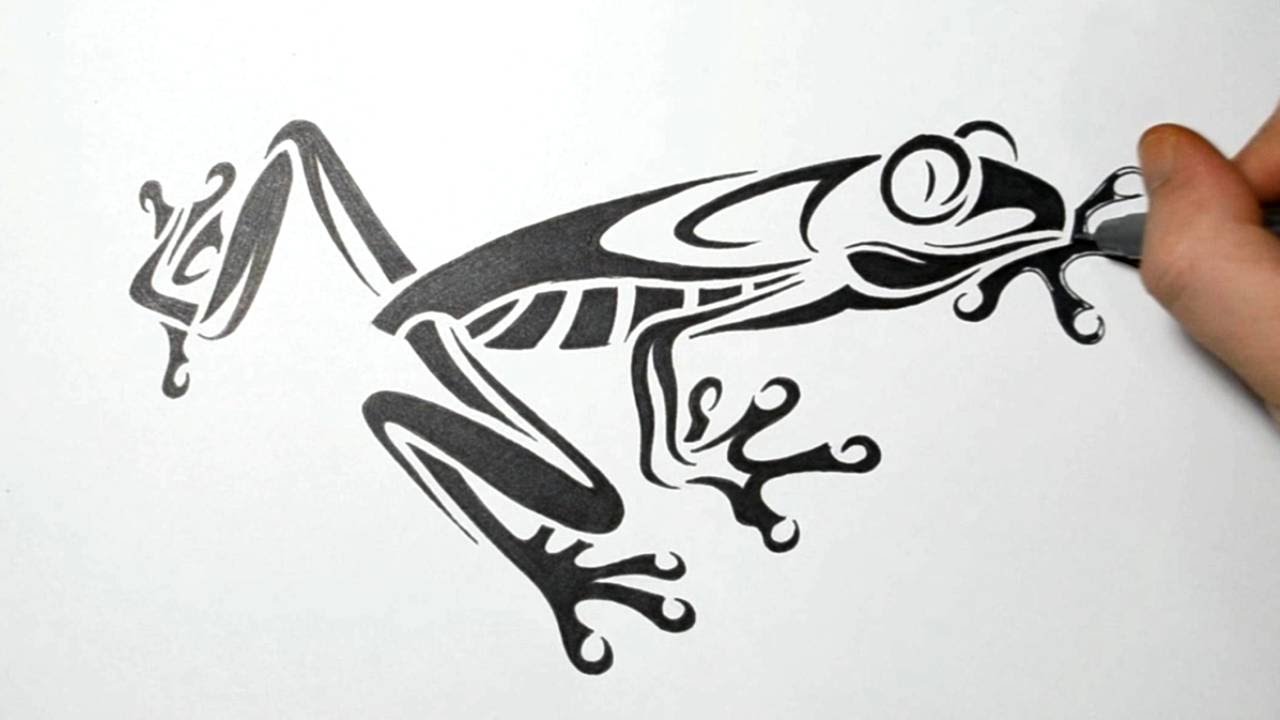 Drawing a Tree Frog - Tribal Tattoo Design Style