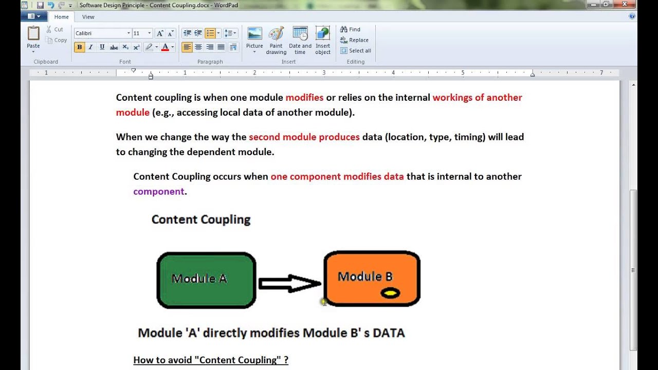 SOFTWARE DESIGN PRINCIPLE EXPLAIN CONTENT COUPLING