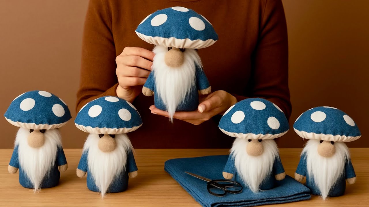DIY Denim Mushroom Gnomes - 🍄Turn old jeans into cute mushroom gnomes