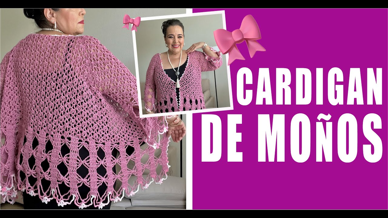 🎀¡De Moños! Cardigan Calado / Cómo tejer 🫶 Yo Tejo con LAURA CEPEDA