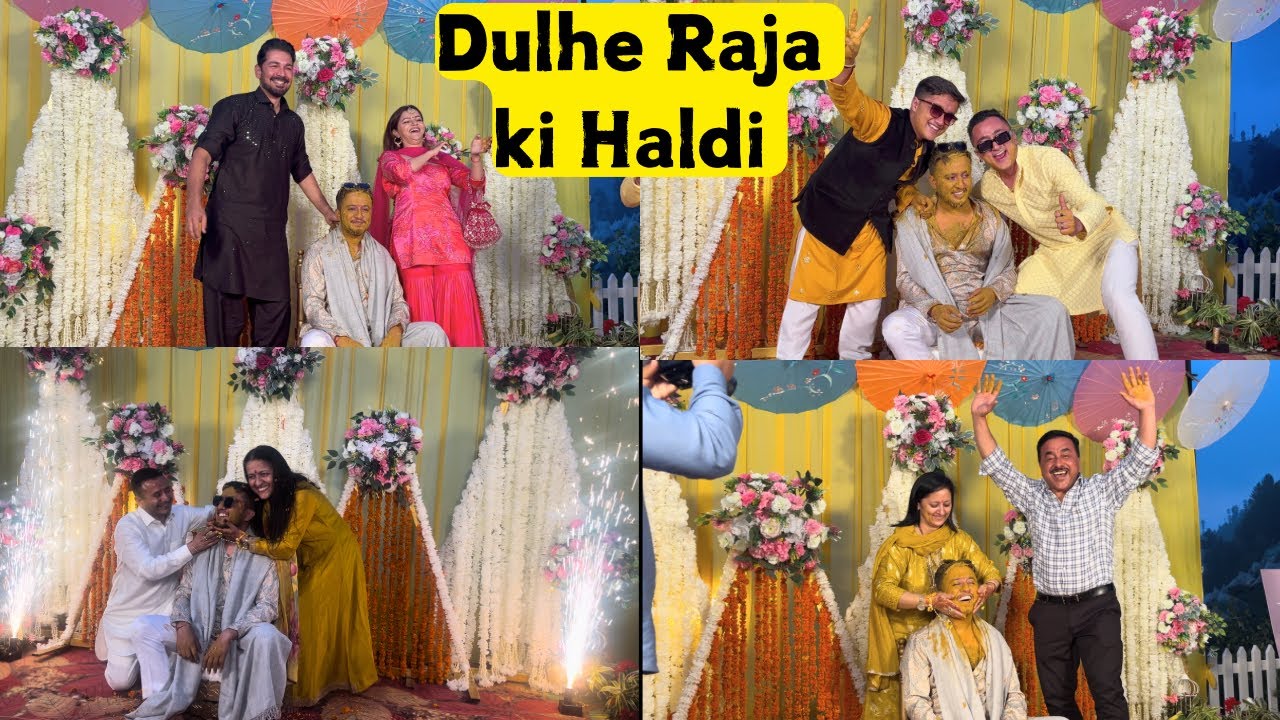 Dulhe Raja ko pura parivar ne jam ke lgayi mehendi 🤩🤪 Dulhe ko dala Haldi ke baad pool mai 😅😋