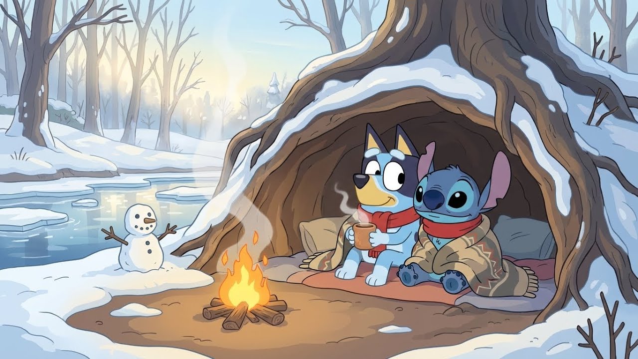 Stitch & Bluey Winter Hideaway Morning 🌅 Soft Lofi for Study & Deep Focus 🧠 Peaceful Work Mood