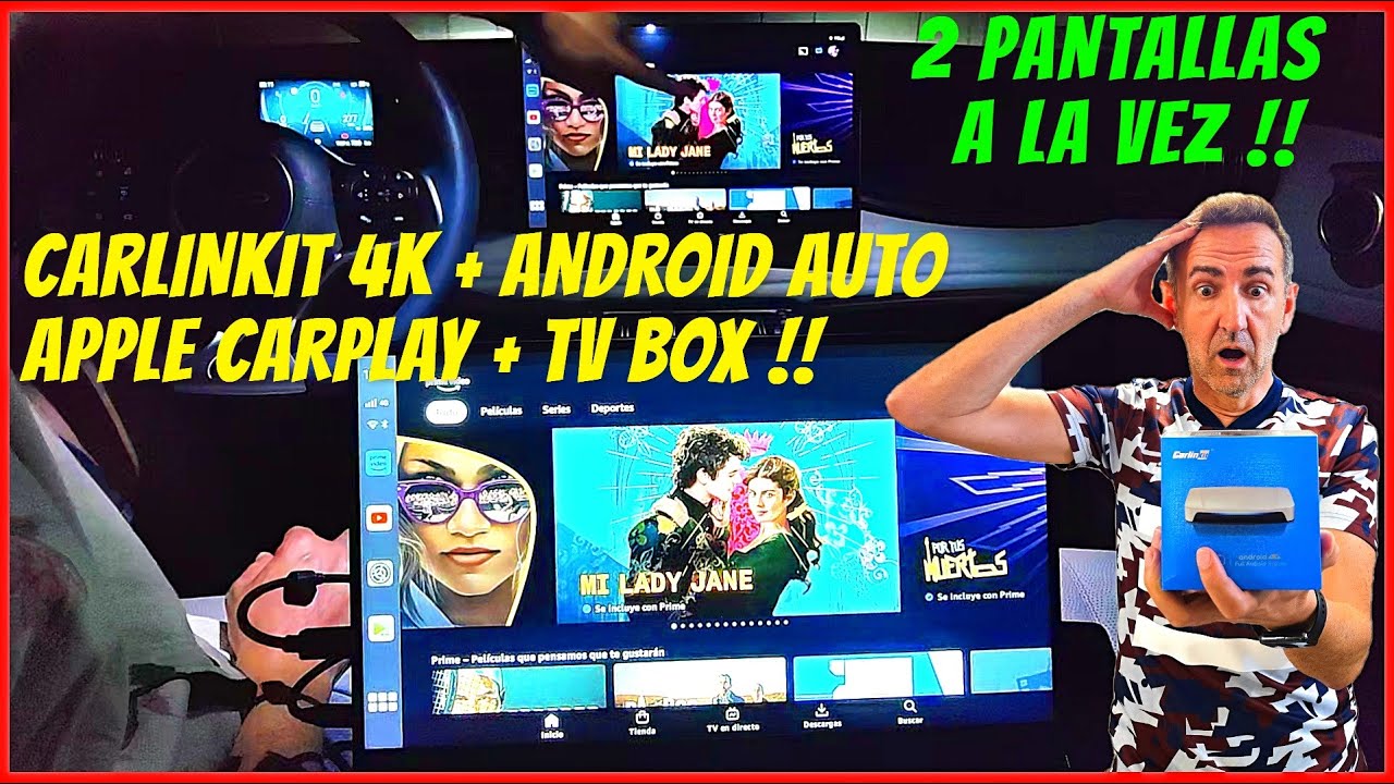 CARLINKIT 4K UHD + TV BOX + ANDROID AUTO + APPLE CARPLAY + Convierte tu coche en una TABLET ANDROID.