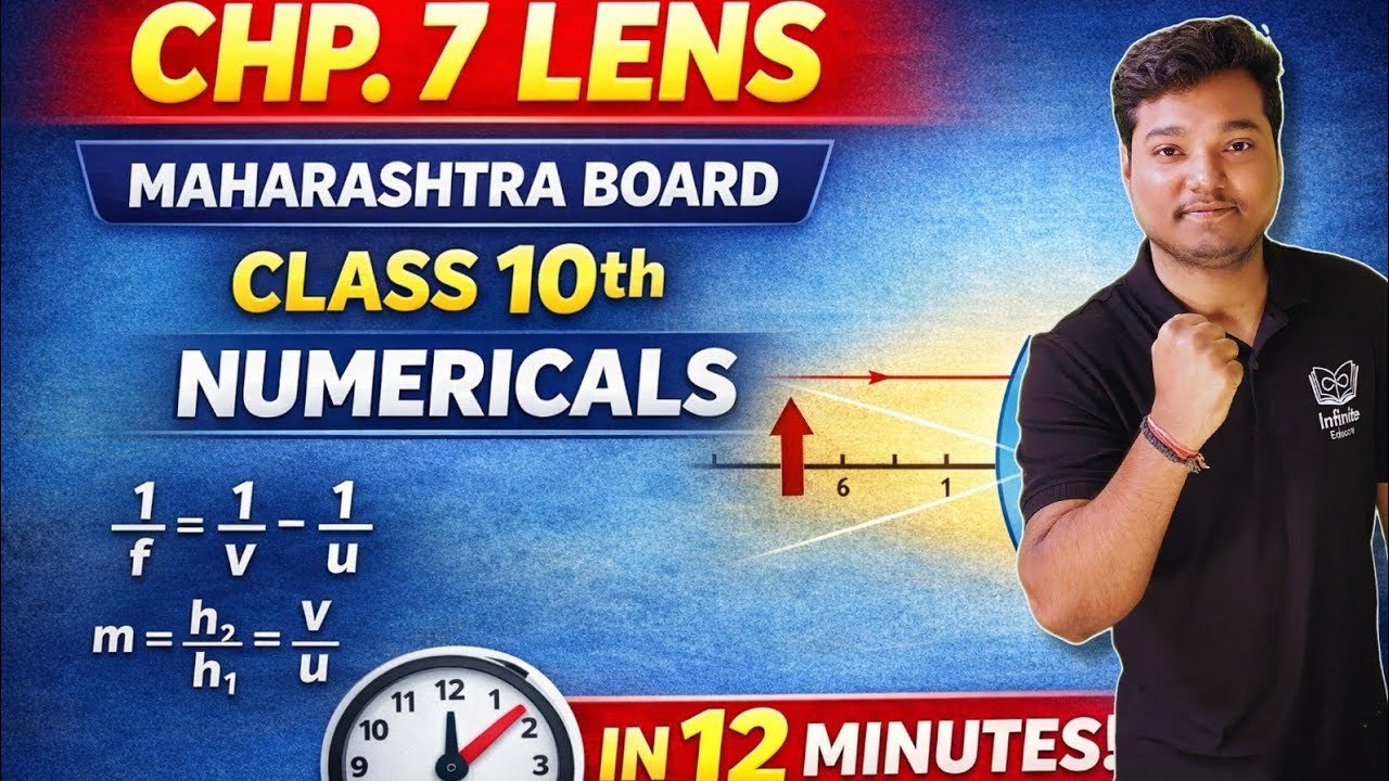 Lens Numericals in 12 Minutes 🔥 | Class 10 Science Chp.7 Maharashtra Board