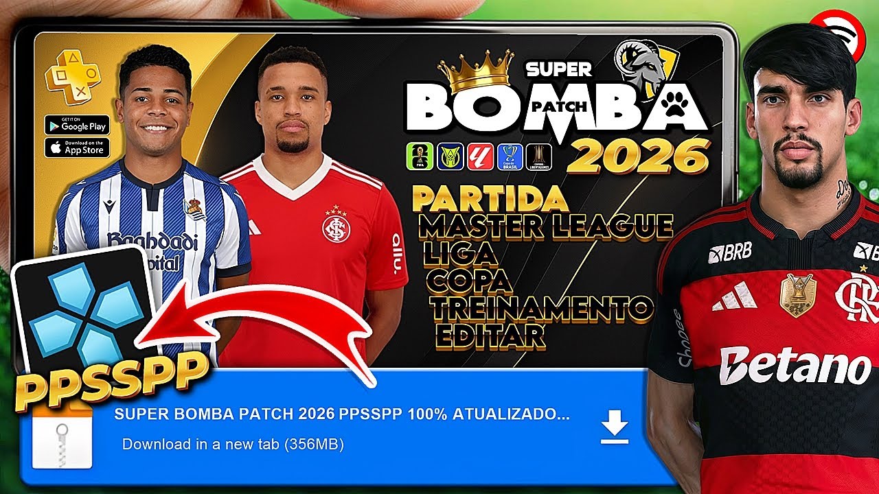 🚨 BOMBA PATCH 2026 (PPSSPP) MEDIAFIRE DIRETO! ATUALIZA&Ccedil;&Atilde;O NO CELULAR ANDROID ✅ MOD PES EFOOTBALL
