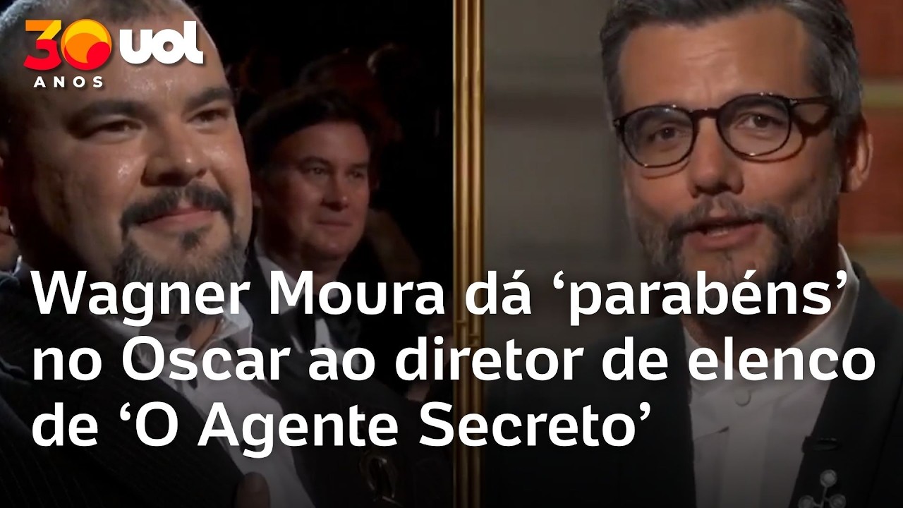 Wagner Moura dá 'parabéns' em português no Oscar 2026: veja discurso completo para Gabriel Domingues