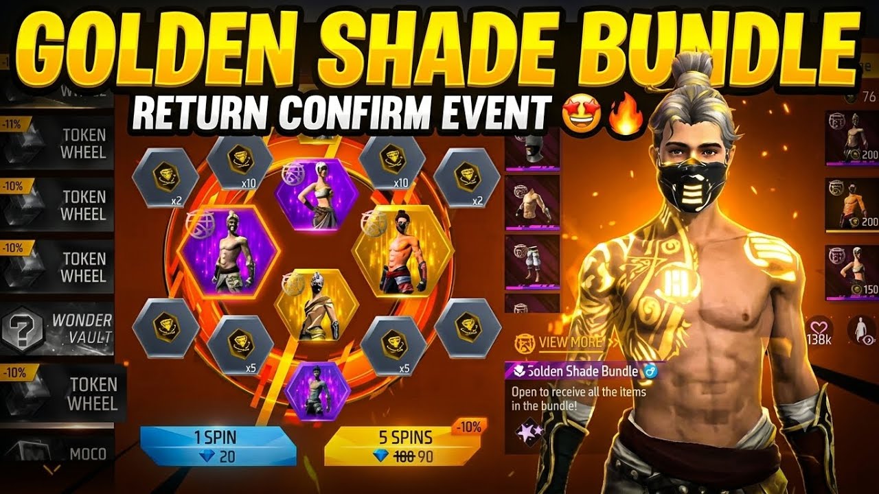 Golden Shade bundle return confirmed date🔥🥰 | Golden Shade bundle return | Free Fire new event