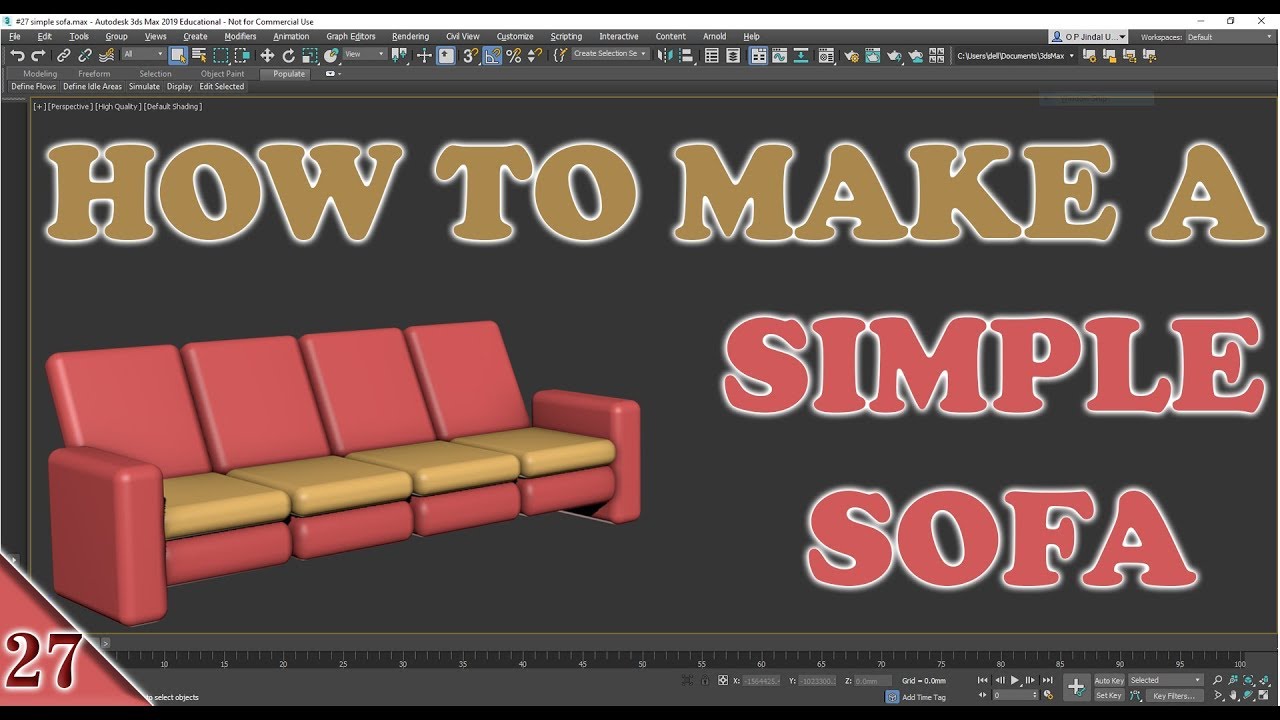 #27 || HOW TO MAKE A SIMPLE SOFA || 3DS MAX FULL MODELING TUTORIAL IN HINDI ||