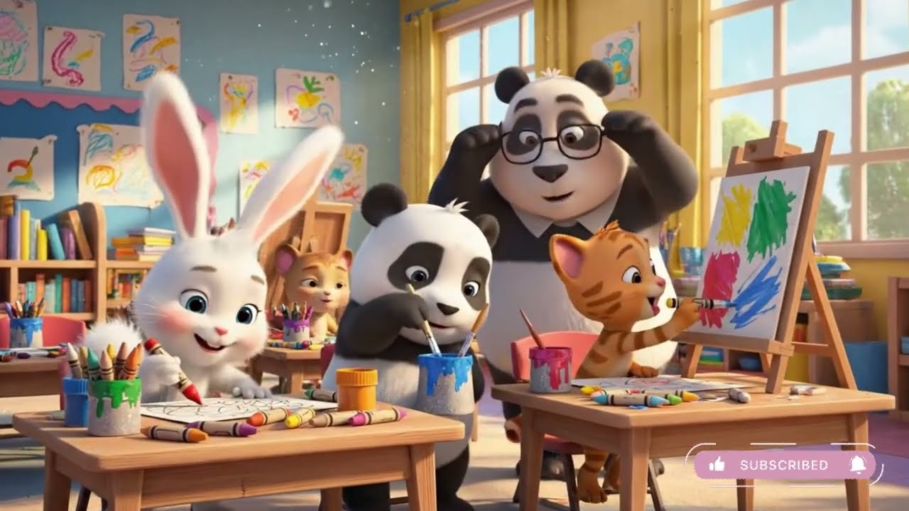 Baby Animals Learn Painting at School 🎨 | Fun Kids Cartoon Story | Kids Cartoon World