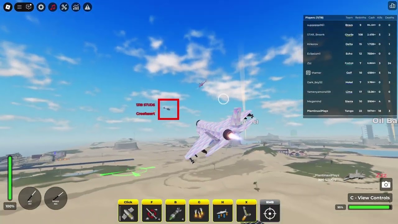 Destroying server with F-35 in War Tycoon