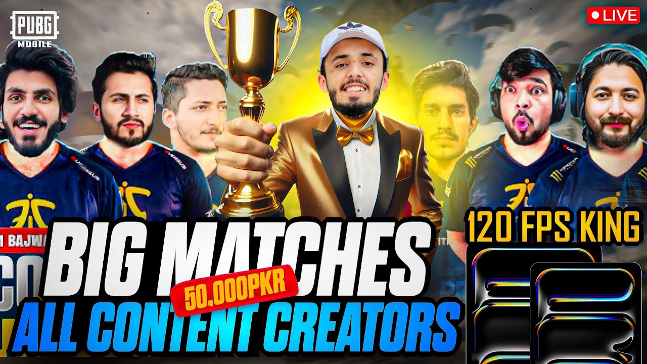 BIG MATCHES 50,000PKR PRIZE POOL BIG CONTENT CREATORS ROOMS &  120FPS KI POWER  WOLF ALI IS LIVE