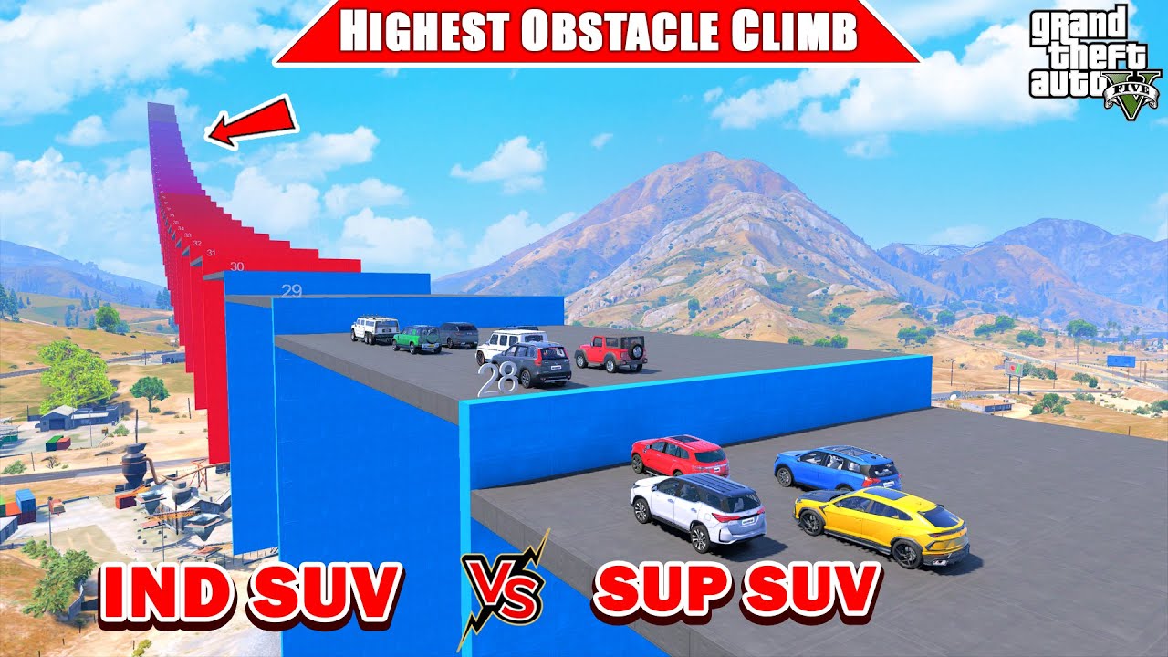GTA 5 : INDIAN SUV 🔥 VS SUPER SUV 🚀 HIGHEST OBSTACLE CLIMB CHALLENGE!!