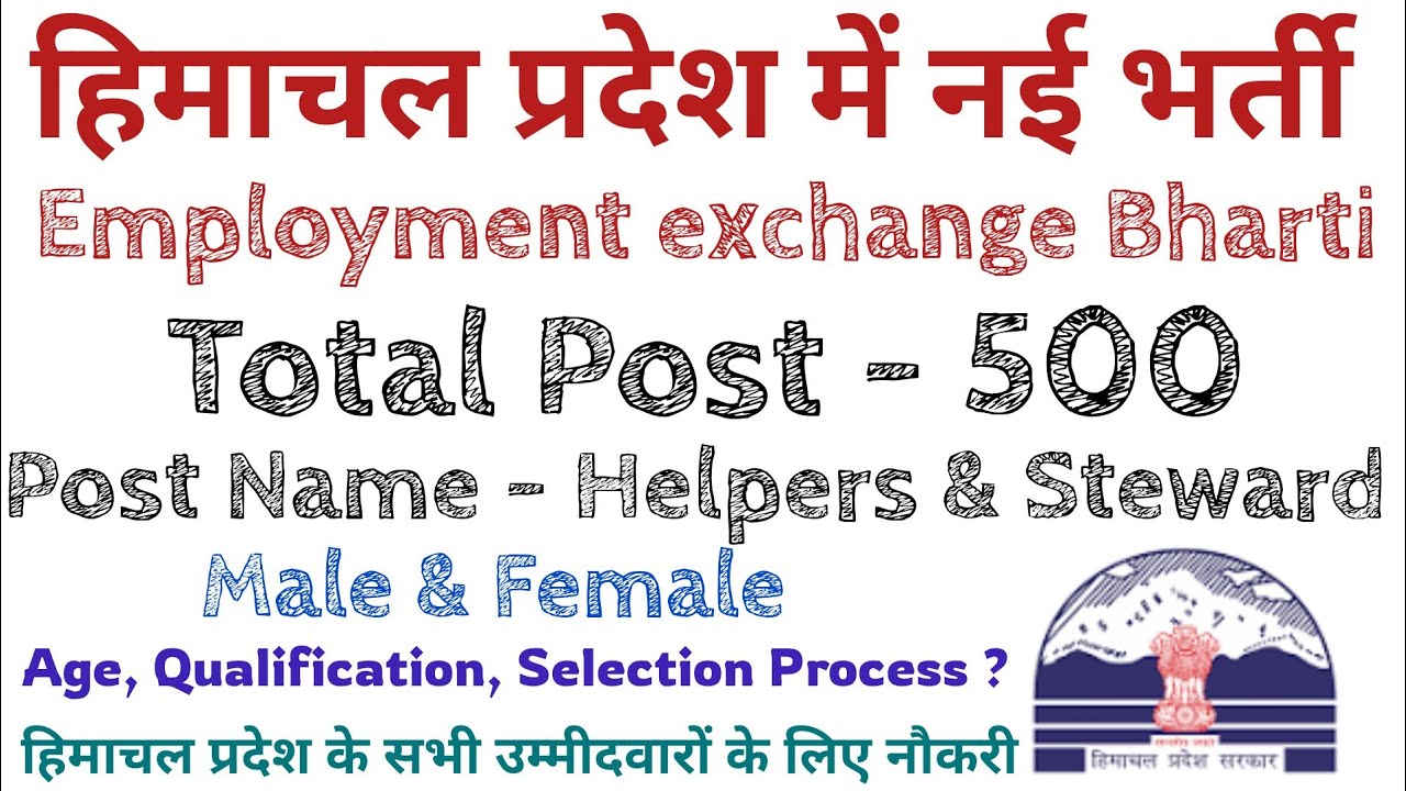 Latest Recruitment In Himachal Pradesh | Total Posts - 500 | Helpers & Stewards | Direct Job