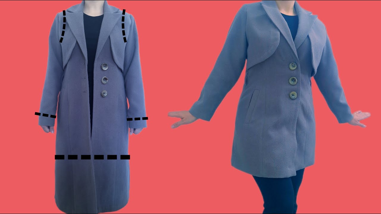 How to shorten the cuffs and length of a long wool jacket for best results ✔️👌