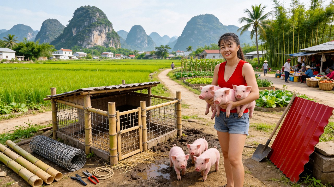 Rewind Timelapse – Building a Pig Farm from Scratch with an Iron Fence | Buying Piglets to Raise