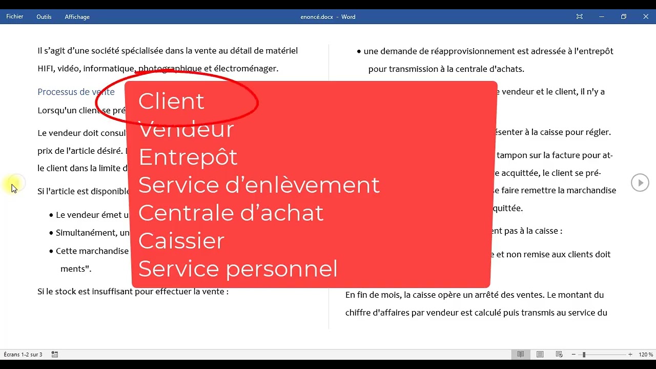Merise #03  MCT   Exercice processus des ventes