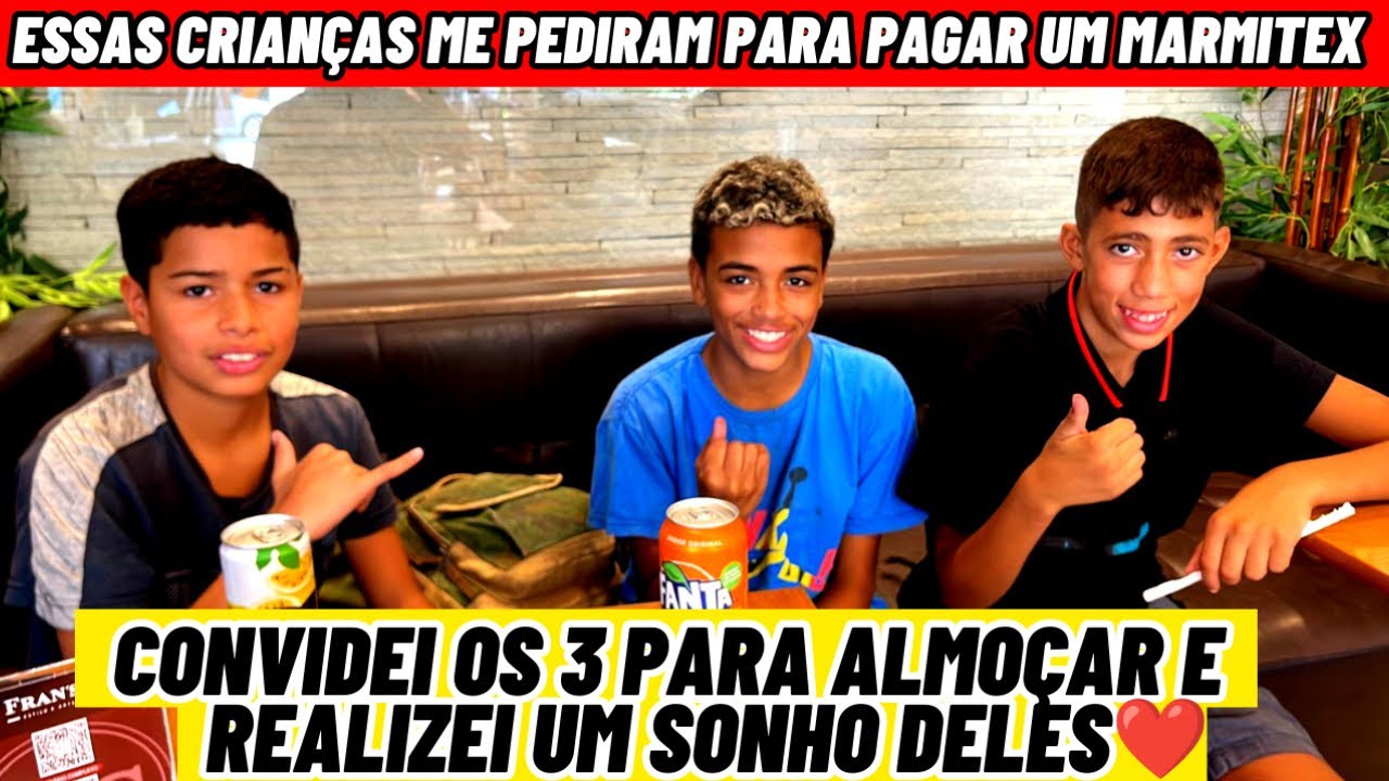 Essas Crianças me Pediram para Pagar um Marmitex - Convidei os 3 para Almoçar e Realizar um Sonho🙏