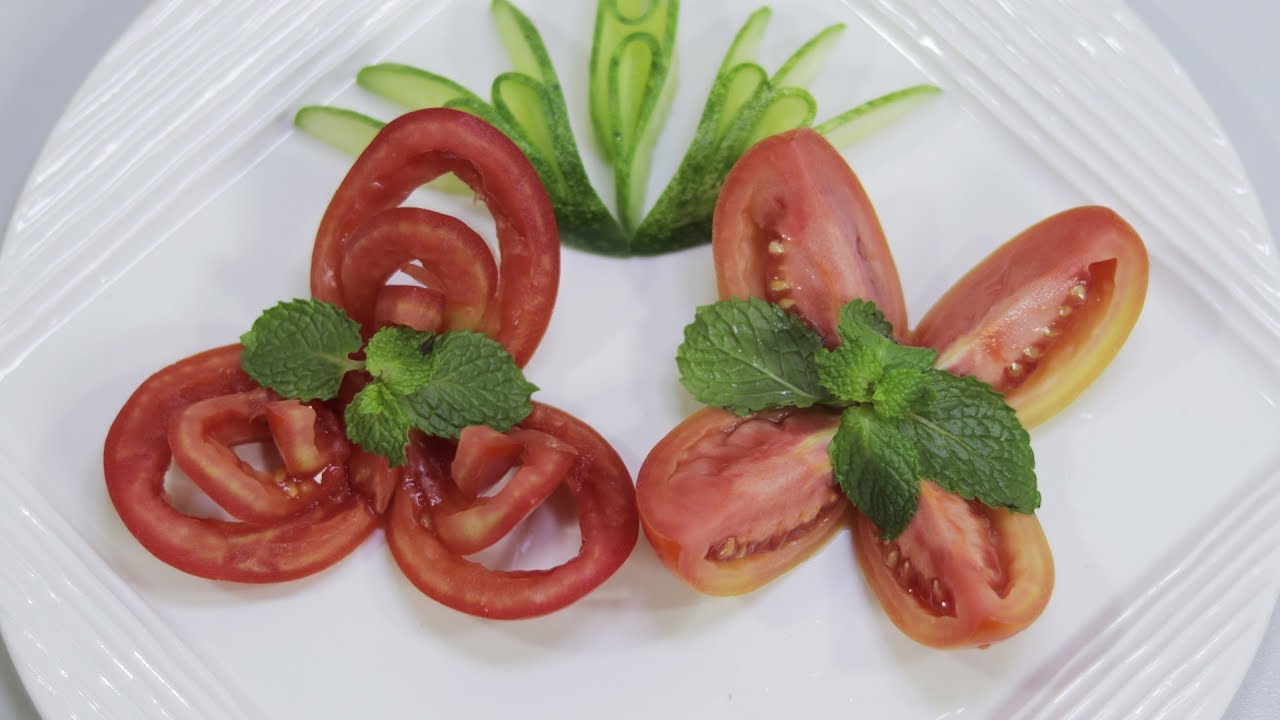 2 Simple Tomato Flower Carving Garnish - Art In Vegetable Carving Designs
