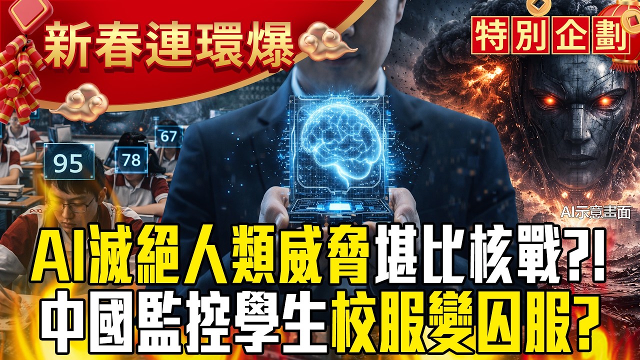 AI滅絕人類的風險「堪比核戰」《黃仁勳傳》作者也擔心！？ 中國想量產資優生想瘋了「AI全面監控學生」看動作打分數！？【57爆新聞 萬象搜奇】   @57爆新聞