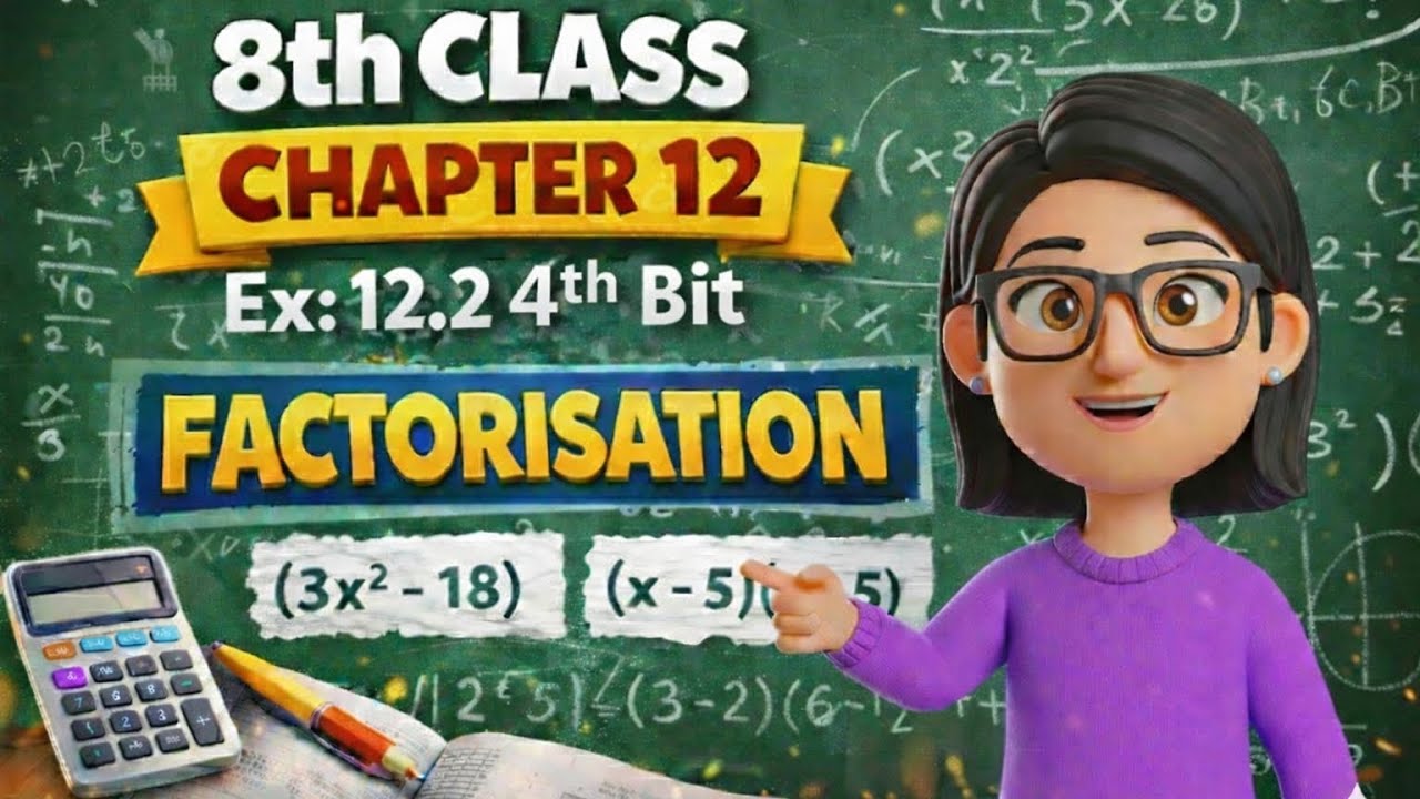8th Class Maths Chapter 12, Factorisation Ex: 12.2 4th Bit