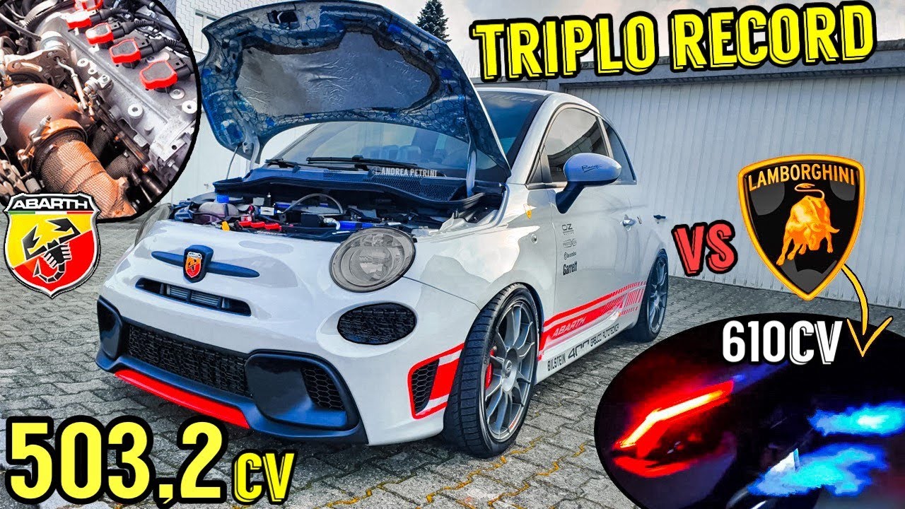 503.2 CV ABARTH 595 vs LAMBORGHINI HURACAN 610CV | NUOVO TRIPLO RECORD MONDIALE |PROVA 100-200 !!!