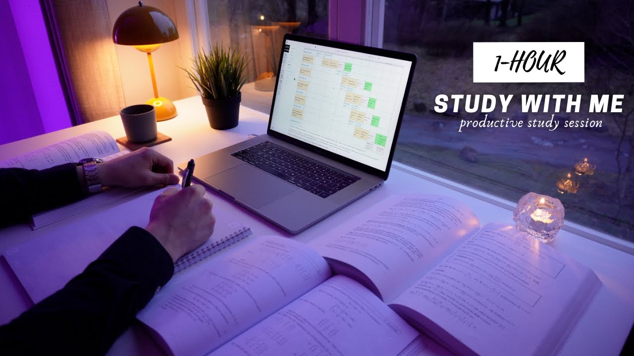 1-HOUR STUDY WITH ME | Productive Pomodoro Session with Background Noise and Timer on a Rainy Night