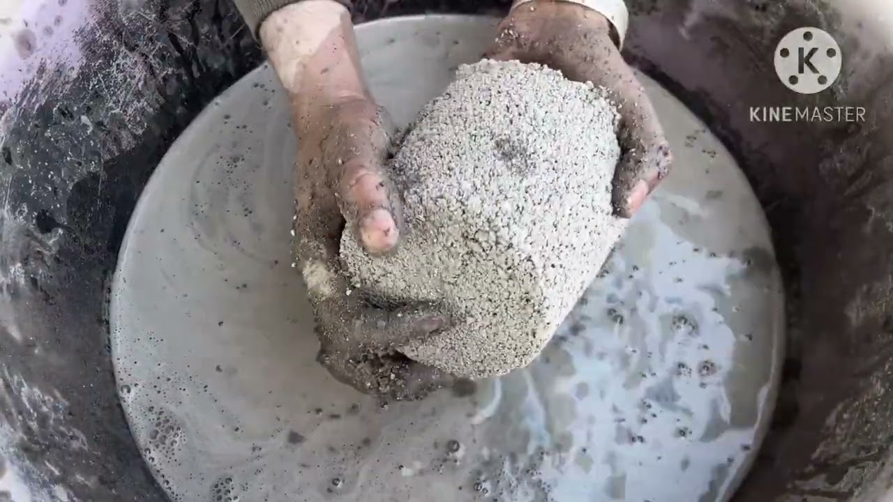 Gritty sand cement water crumbling #asmr