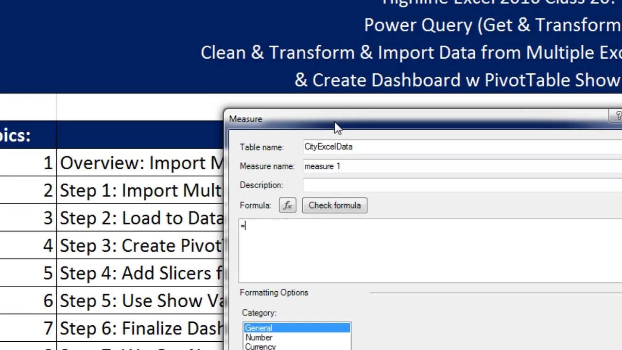 Highline Excel 2016 Class 20: Power Query Import Multiple Excel Files & PivotTable Show Values As