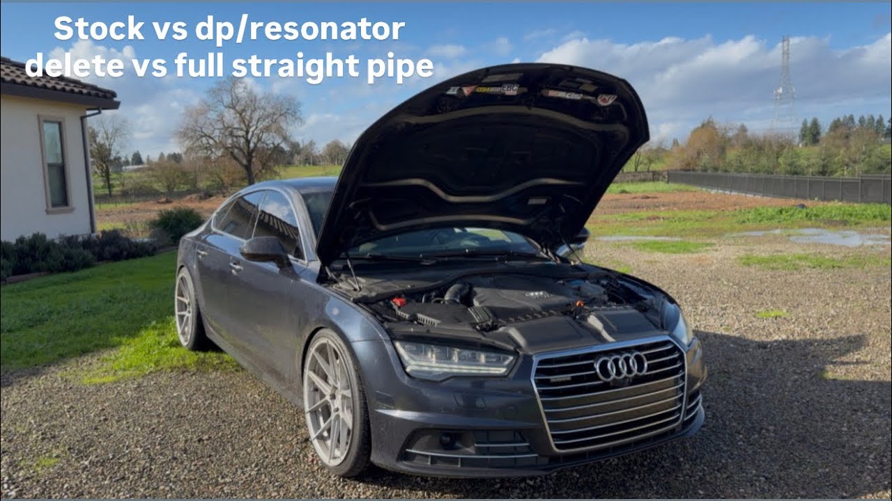 2016 Audi a7 3.0tdi stock vs dp/resonator delete vs straight pipe exhaust clips #audi #tdi #diesel