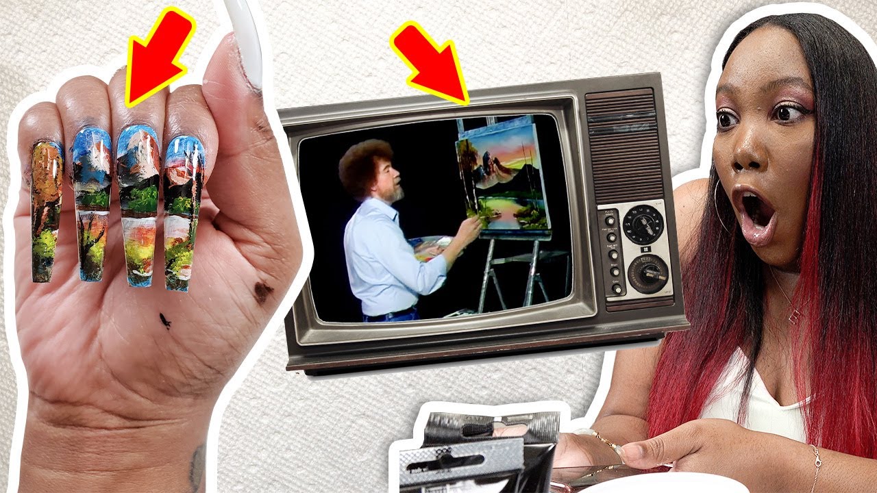 I Recreated a Bob Ross Painting On My Nails