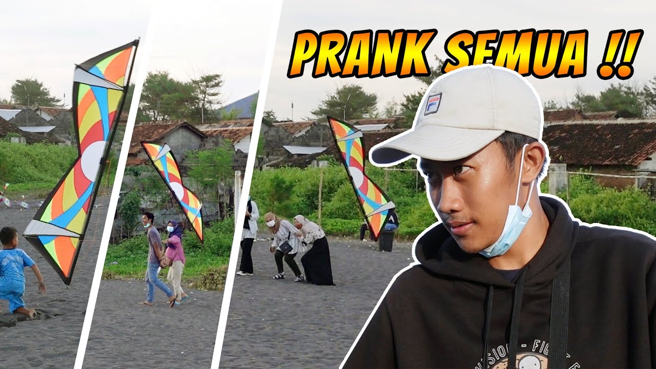 JOKI KUALAT NGEPRANK ORANG PACARAN PAKAI LAYANGAN STUNT KITE QUADLINE DI PANTAI SAMAS