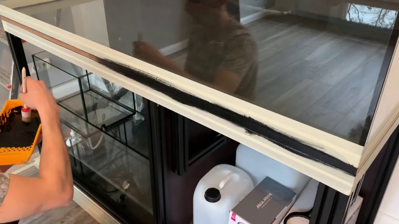 Teil 6 &bdquo;Einstieg in die Riffaquaristik&ldquo; Aquariumr&uuml;ckwand schwarz machen. Meerwasseraquarium DIY