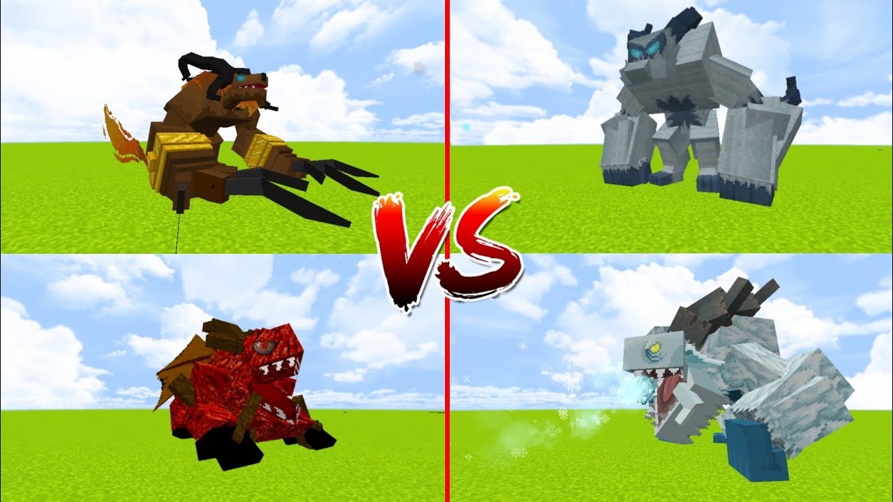 Yeti Vs Ifrit Vs Devil's Mouth Vs FrostMaw (+Bonus) || Mob Battles || MCPE