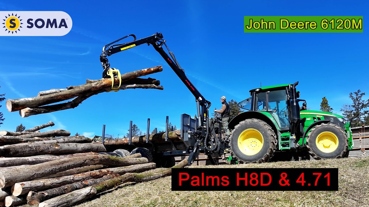 Holztransport mit Palms H8D & John Deere 6120M Autopower | LU-Herzog | Auer Landtechnik | SOMA Forst