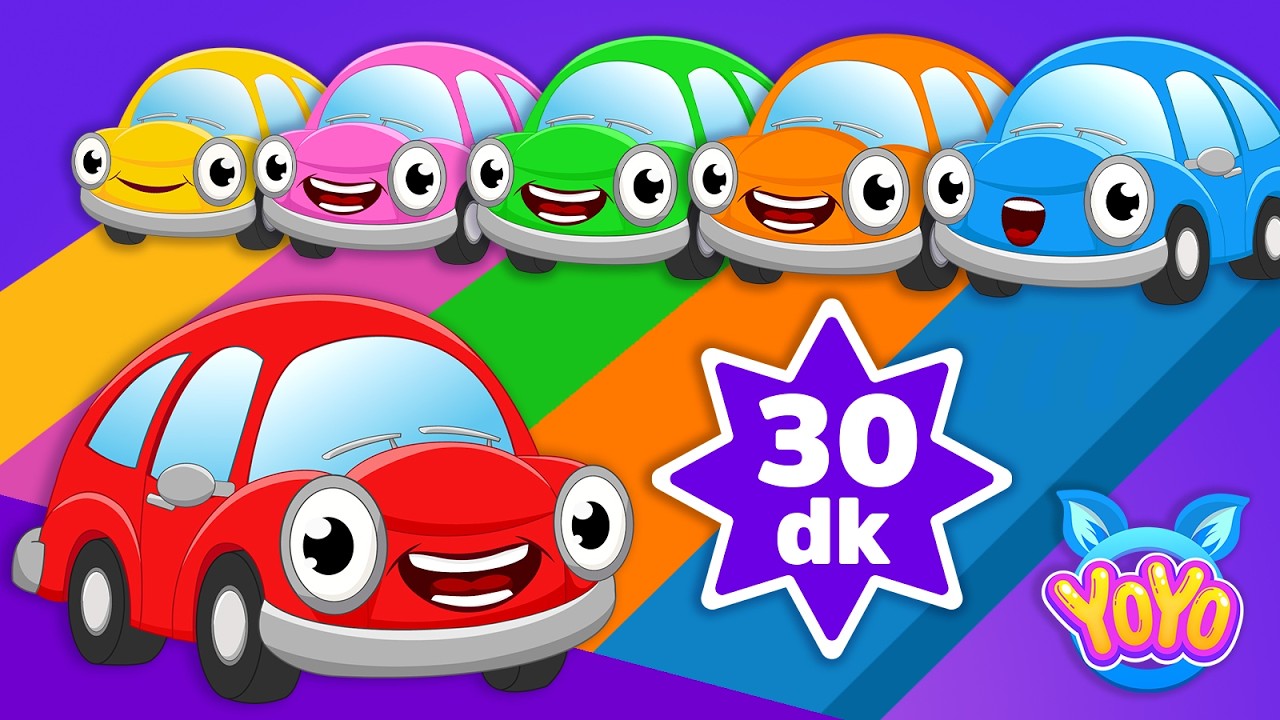 Kırmızı Araba ile 30 Dakika | Taşıtları ve Renkleri Öğreniyoruz | Eğlenceli Çocuk ve Bebek Şarkıları