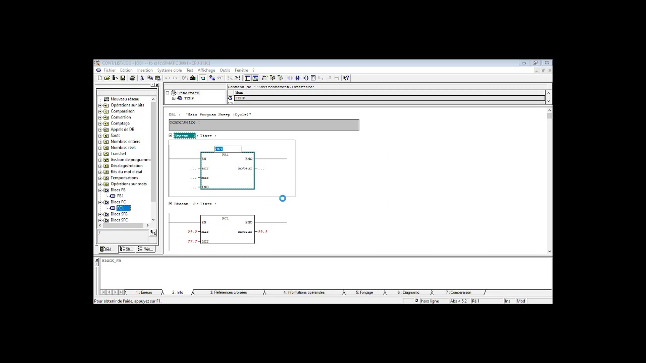 fb et fc dans simatic manager step 7 ladder programmation. par 3